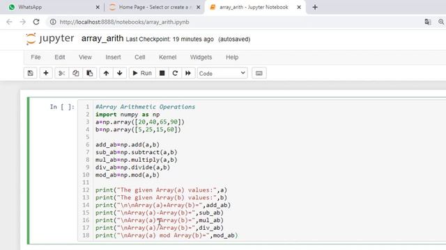 Python in Tamil | NumPy | Array Arithmetic Operations using NumPy Methods смотреть онлайн