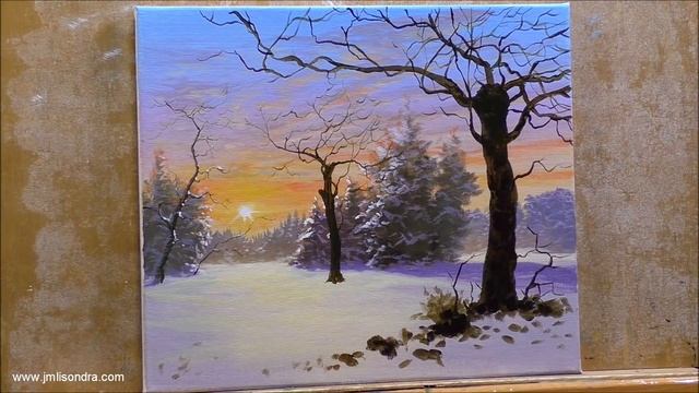 Acrylic Landscape Painting In Time-lapse / Morning Winter / JMLisondra