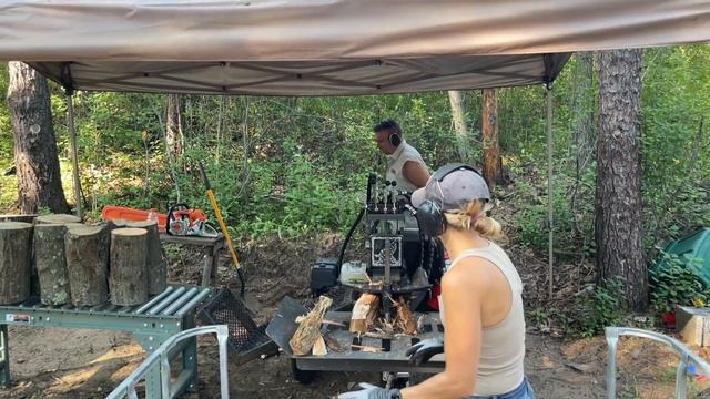 DIY Firewood Processing Station in Action - Splitting and Stacking Firewood смотреть онлайн