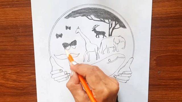 World Wildlife Day Drawing | World Wildlife Day Poster | Save Wildlife Drawing | Save Animal Drawin смотреть онлайн