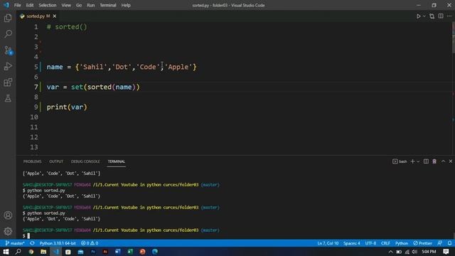 Python for beginner 52 : sorted() function смотреть онлайн
