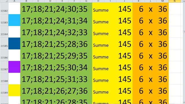 all combinations for lotto 6 out of 36 in total 6/36 Lotto Kombination Лото 6x36 Сумма 145 video 52 смотреть онлайн
