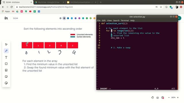 Selection sort in python смотреть онлайн