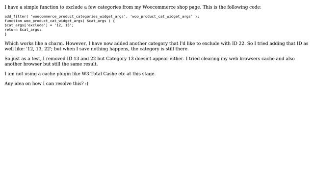 Wordpress: Woocommerce filter function not updating смотреть онлайн