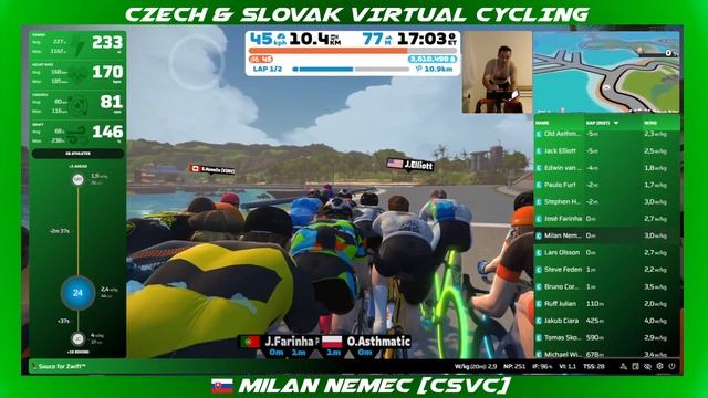 Zwift - fine and sandy 2 laps - practice race - cat C смотреть онлайн