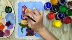 Как нарисовать тюльпаны гуашью. Рисунок на 8 марта. Рисуем гуашью для начинающих