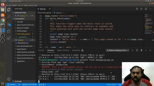 How to debug python (Flask) web application смотреть онлайн