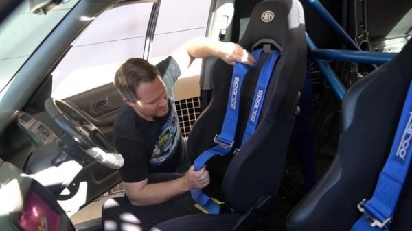 Our race tuned Honda CRV race car gets dusted off and race track prepared.