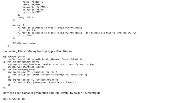 Run Ghost in production mode, in existing node application смотреть онлайн