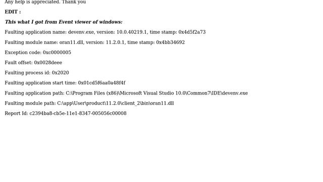 Connection to Oracle database via Visual Studio Server Explorer crashes Visual Studio смотреть онлайн