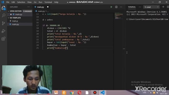 Pembahasan total dan diskon sederhana..!!! Python Dalam Visual Studio Code..!!! Python 3.9.0 смотреть онлайн