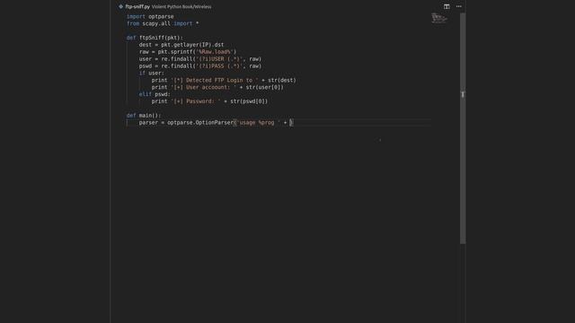 Coding FTP Sniffer from [Violent Python] w/ Matthew смотреть онлайн