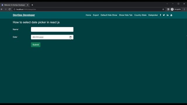 Select Date Picker in React Js смотреть онлайн