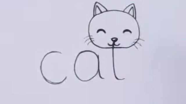 Очень легко рисовать. Просто слово CAT . Превращаем в Рисунок,Картинку кота. смотреть онлайн