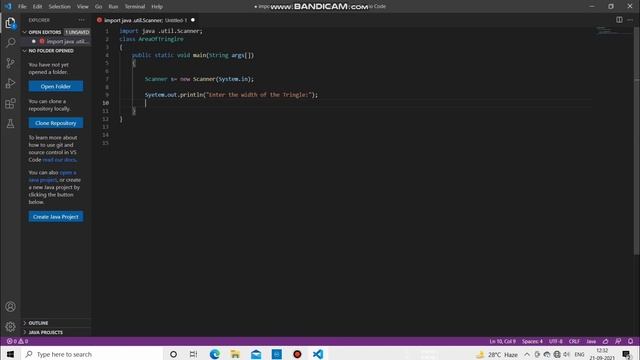 Live Coding. / Create a Java program ( Area Of Triangle )..... смотреть онлайн