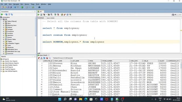 How to select all columns with ROWNUM Oracle смотреть онлайн