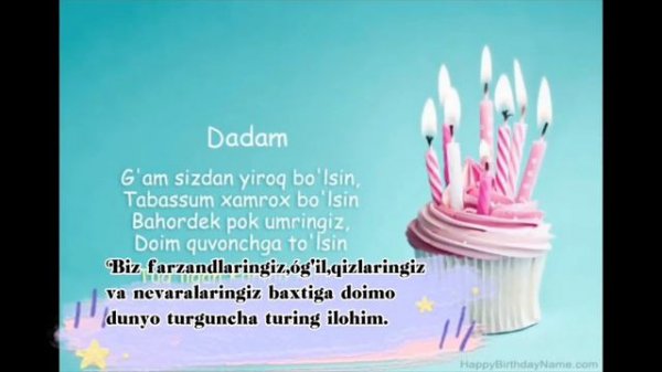 Dadajonim tug'ilgan kuniz bilan tabriklayman.