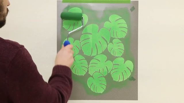 No Bleed Philodendron Leaf Stencil Roller Painting | Oak Lane Studio смотреть онлайн
