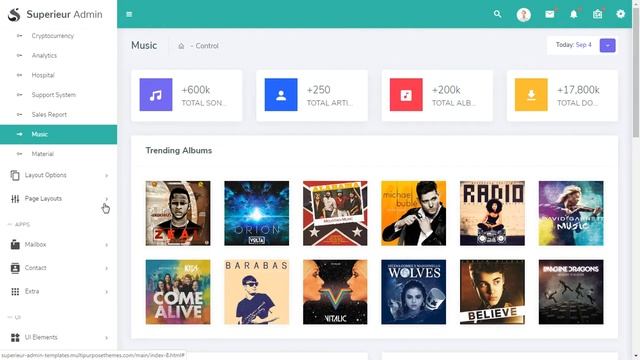 Superieur Intro & Music Admin Dashboard Template смотреть онлайн