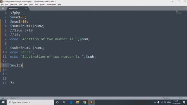 PHP Tutorial Addition Subtraction multiplication division in hindi смотреть онлайн