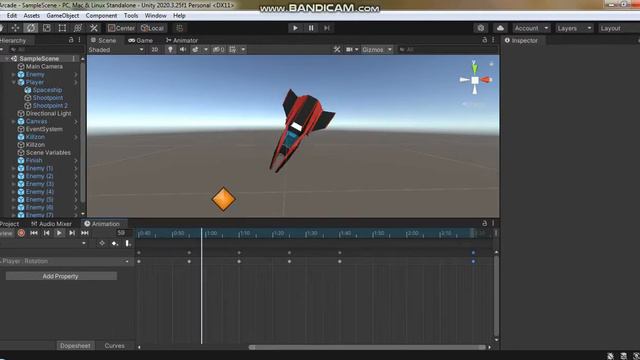 Анимация Космического корабля в Unity