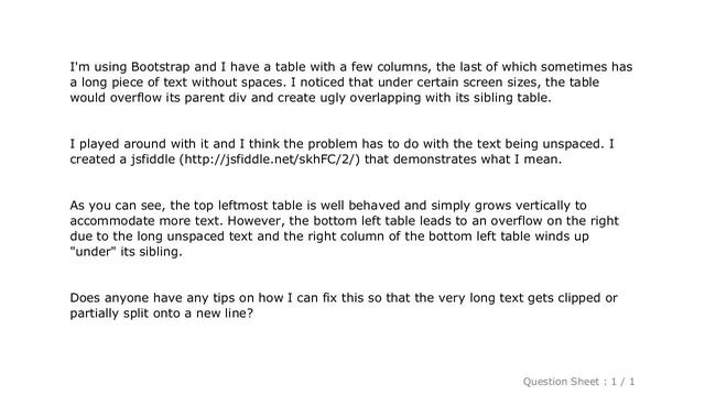 CSS : Bootstrap tables overflowing with long unspaced text смотреть онлайн