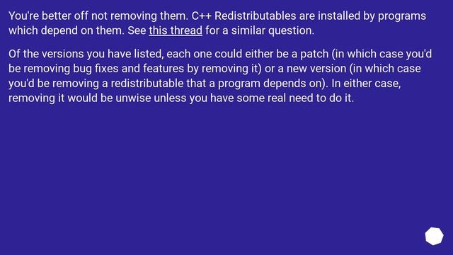 Which versions of C++ redistributables can I remove? смотреть онлайн