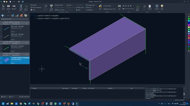 Создание модели уголка в TubesT