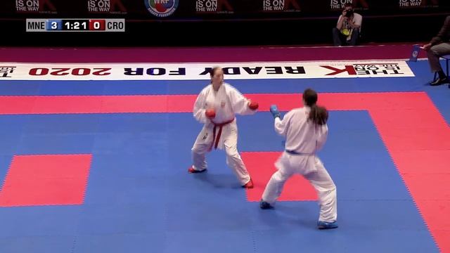 Marina Rakovic vs Ivona Tubic. 48th European Karate Championships. Bronze Medal Kumite -68kg смотреть онлайн