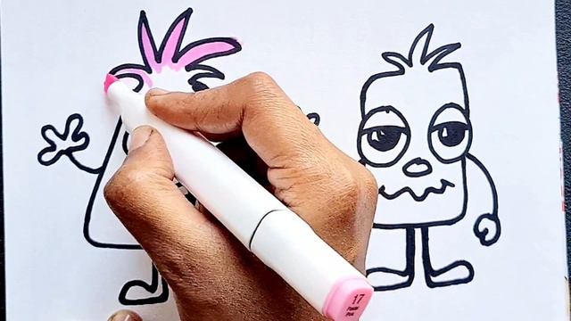 Monster drawing using Shapes | Easy shapes learning for kids | drawing and coloring ideas смотреть онлайн