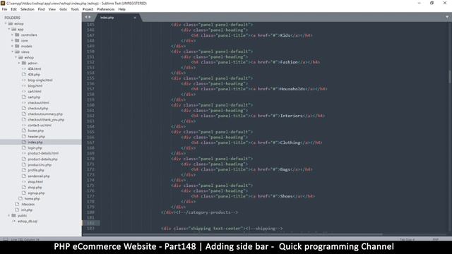 #148 PHP Ecommerce website development | Adding side bar | MVC OOP - Quick programming смотреть онлайн