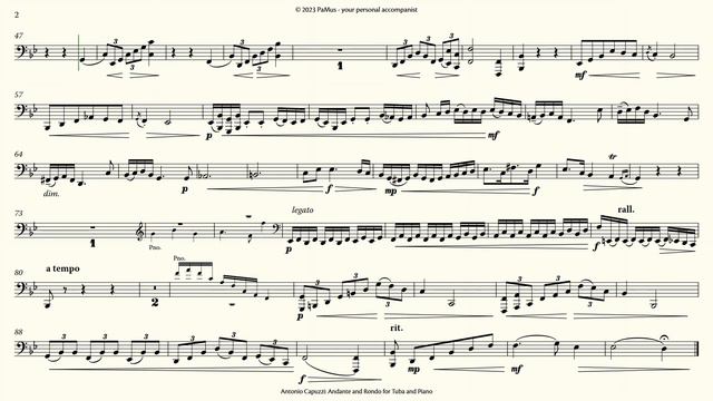 Antonio Capuzzi: Andante And Rondo For Tuba - Piano Accompaniment 440Hz