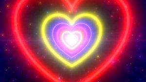 Очень яркие неоновые сердечки видео фон футаж на экран Neon hearts tunel  4К