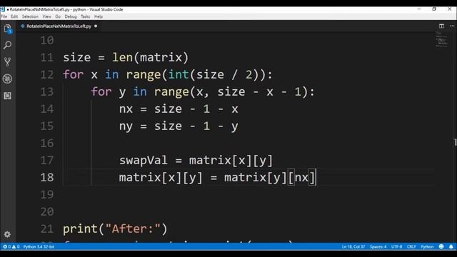 rotate inplace nxn matrix to left in python ? смотреть онлайн