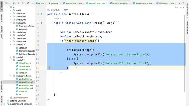 Nested if in Java смотреть онлайн