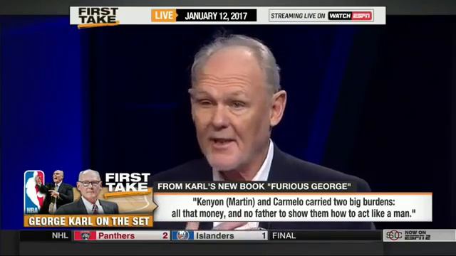 First Take - George Karl opens up about Ripping Carmelo Anthony for not having a father смотреть онлайн