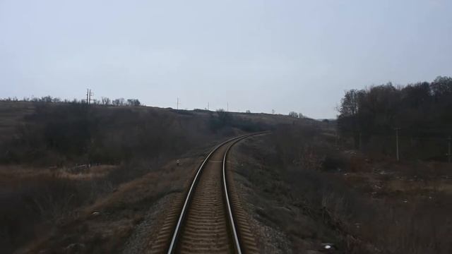 Красноградский ход: участок Красноград - пл.Лебяжье, вид из последнего вагона смотреть онлайн