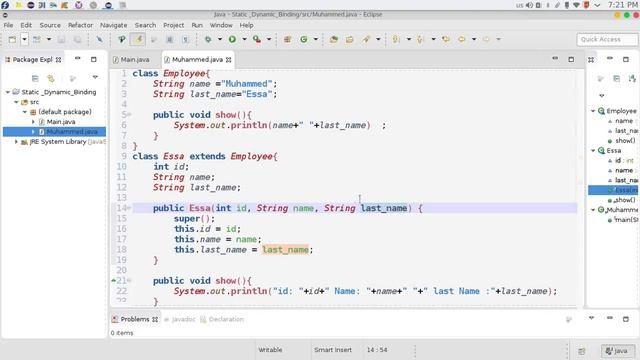 131 Java Static Binding الربط الثابت جافا смотреть онлайн
