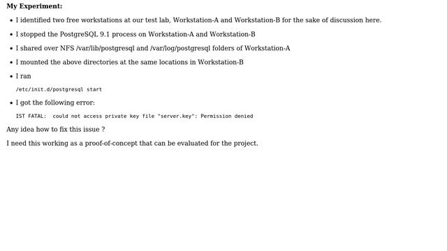 Databases: PostgreSQL: Trouble accessing another server's Data via NFS смотреть онлайн