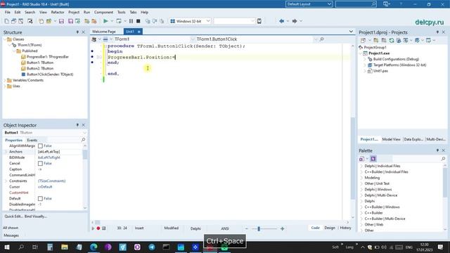 ProgressBar In Delphi. Embarcadero.