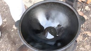 Солдатская (гречневая) каша в казане на костре