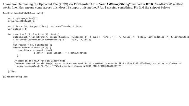 Salesforce: HTML5 FileReader API & IE Support (reader.readAsBinaryString) смотреть онлайн