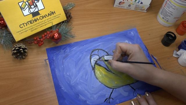 Рисуем гуашью "Синичка" смотреть онлайн