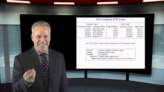 Let's Learn SQL! Lesson 82 : EXIST and NOT EXIST Subqueries смотреть онлайн
