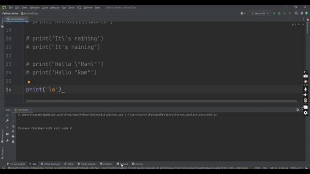 Python#05 || Escape Sequence, Comments & Constants in Python || AI course || \n,\t,\b,etc. in pytho смотреть онлайн