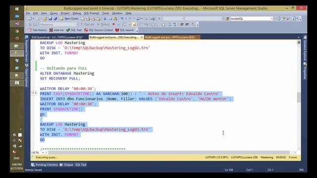 VL07 - Recovery Bulk-logged e restore point-in-time (DEMO 01) смотреть онлайн
