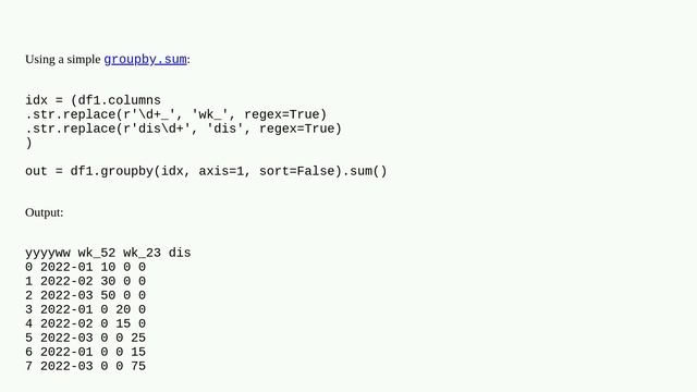 Consolidate Pandas columns based on common value in the column header смотреть онлайн