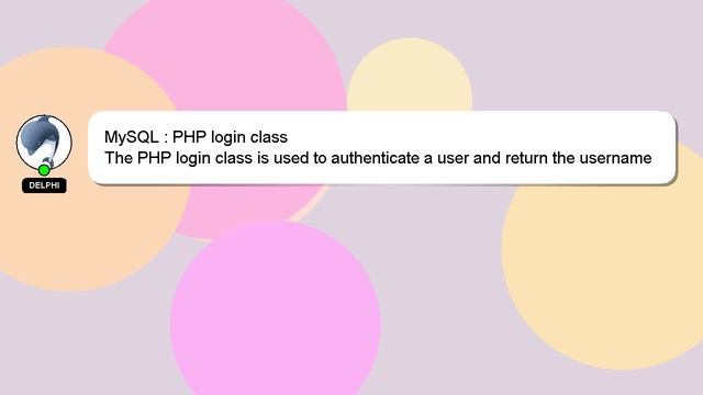 MySQL : PHP login class смотреть онлайн