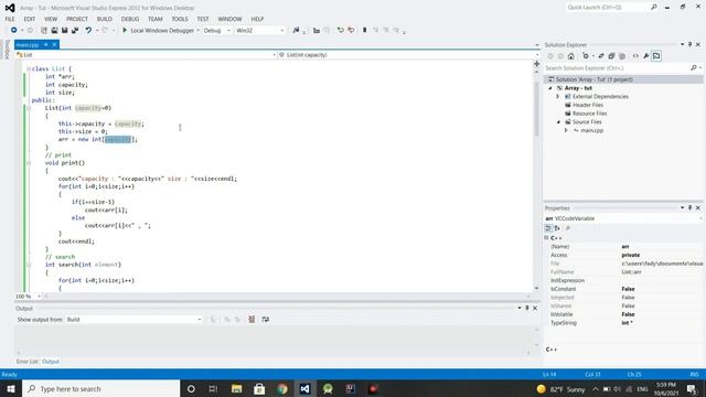 List implementation using dynamic array смотреть онлайн