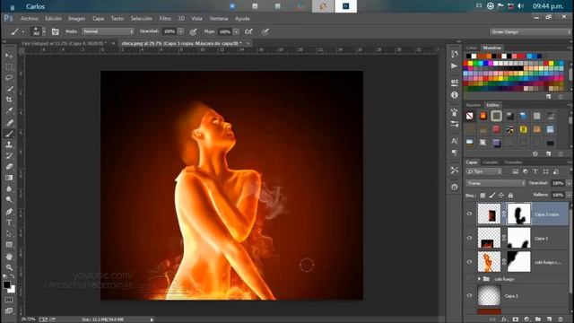 Tutorial Photoshop | Chica de fuego | Efecto Fuego смотреть онлайн